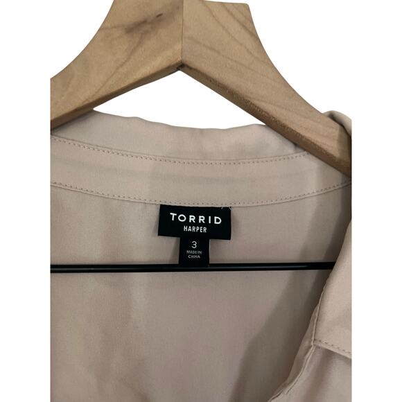 Torrid Womens Harper Collard 3/4 Sleeve Blouse Neutral Mushroom Size 3X - Picture 5 of 6